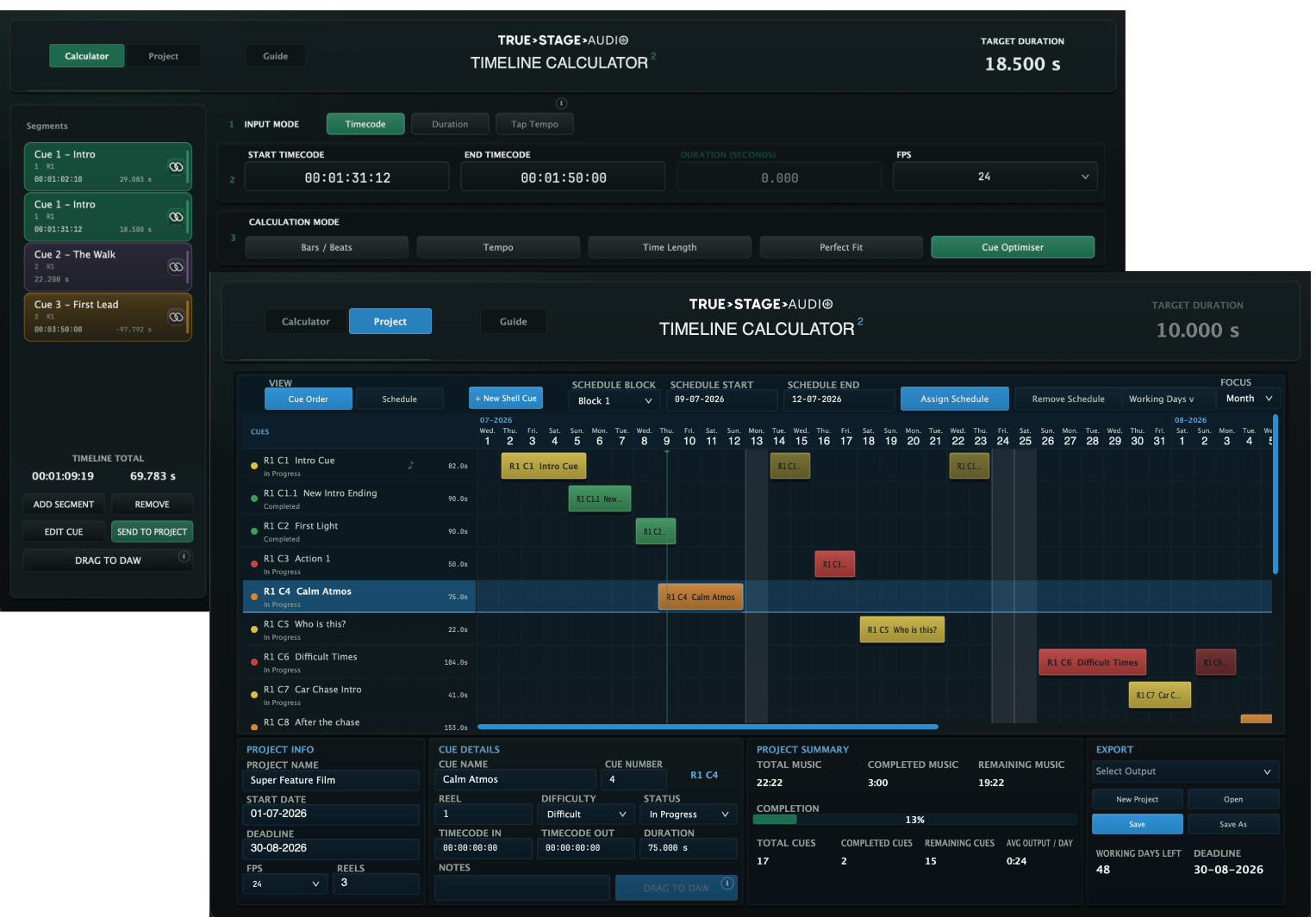 Timeline Calculator interface